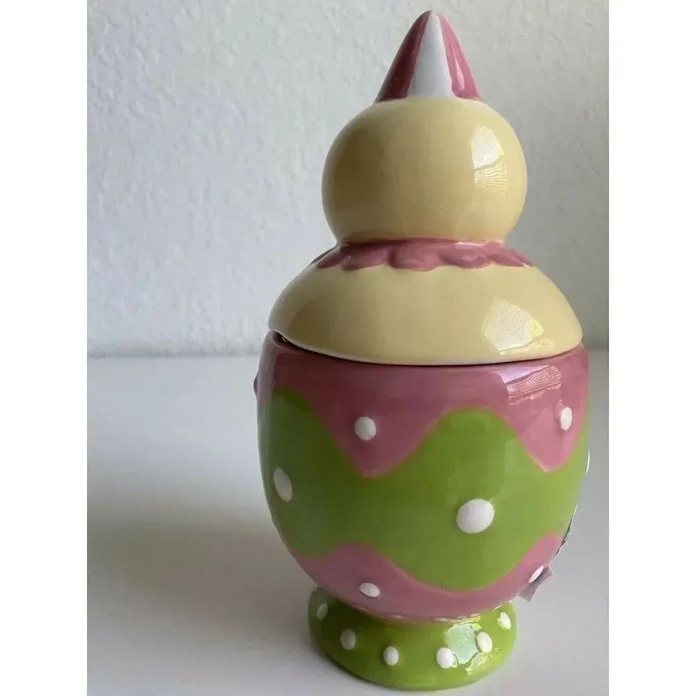 Johanna Parker Carnival Cottage Easter Egg Canister With Chick Topper Ceramic‎